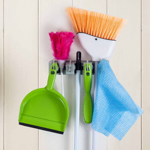 Wall Mount Magic Mop and Broom Holder Plastic Hanger Brush Cleaning Tool Rack XZ